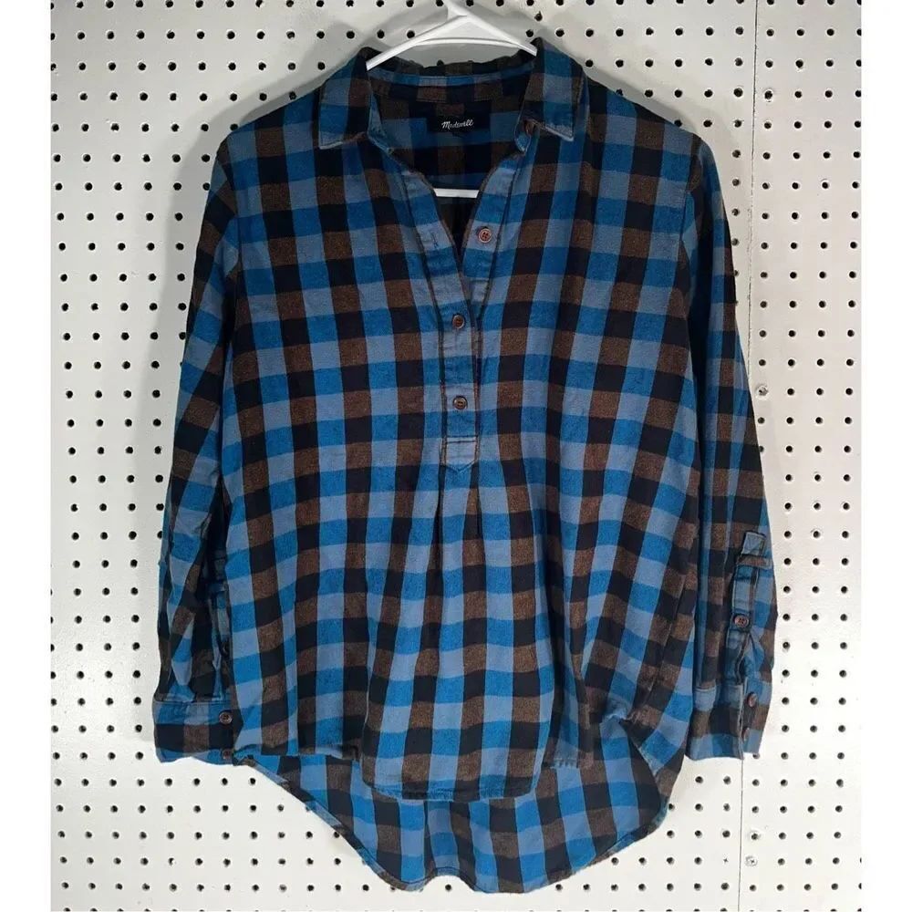 Madewell popover flannel top